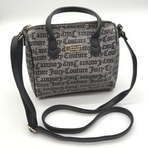 Juicy Couture Monogram Satchel Crossbody Bag Black White Logo AOP